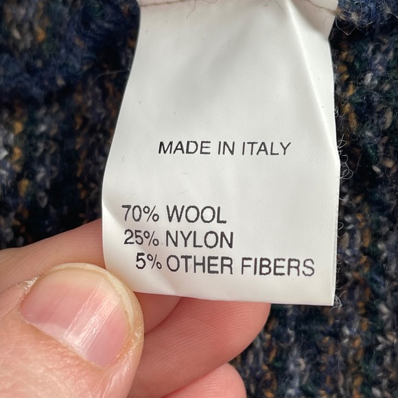 Chiaramente Italy Knit Cardigan Jacket Blazer Blue Herringbone Textured L preppy - Picture 6 of 7